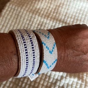 Swahili Coast-Two Beaded Leather Bracelets